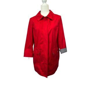 Ming Wang Full Zip Jacket Light Weight Gingham Details Red Color Ladies Size MED